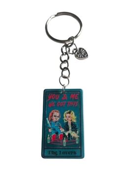 Bride Of Chucky The Lovers Tarot Card Keychain